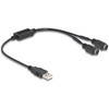 DeLOCK USB į PS/2 adapteris, 0,43 m, 2x 6-p Mini-DIN, USB A, moteriškas, vyriškas, juodas