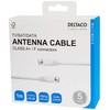Deltaco Antenos kabelis, F jungtis, A+ KLASĖS, 1 m, baltas