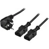 Inline DELTACO kabelis „Y-unit“, CEE 7/7 - 2xIEC C13, iki 250 V /10A, 2m, juodas/ DEL-109D