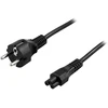 DELTACO įžemintas kabelis CEE 7/7, IEC 60320 C5, 250V / 2,5A, 3m, juodas DEL-109F
