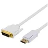 DELTACO DP - DVI-D Single Link kabelis, Full HD 60Hz, 2m, 20 kontaktų ha - 18 + 1 kontaktų ha, baltas / DP-2021