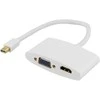 DELTACO mini DisplayPort prie HDMI ir VGA adapteris, baltas / DP-HDMIVGA1-K