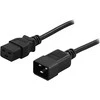 įžemintas prietaisas / pratęsimo kabelis, tiesus IEC 60320 C19 tiesiai IEC 60320 C20 , maksimalus 250V / 16A, 3m DELTACO juodas / DEL-112PA