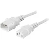 Įžemintas prietaisas / pratęsimo kabelis jungčiai tarp įrenginio ir tinklo / kabelių, tiesus IEC 60320 C14 tiesiai IEC 60320 C13, maksimalus 250V / 10A, 0,5 m DELTACO baltas / DEL-112V-50