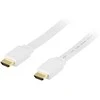 DELTACO plokščias HDMI kabelis, HDMI High Speed su Ethernet, 1m, baltas HDMI-1010H