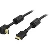 Kampinis HDMI kabelis DELTACO HDMI High Speed su eternetu, 4K, UltraHD @60Hz, 1m, paauksuotos jungtys, 19 kontaktų kištukas, juodas / HDMI-1010V
