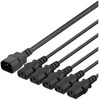 DELTACO IEC C14 - 5x IEC C13 maitinimo laidas, 2m, 10A / 250V, Y-Splitter, DEL-113D