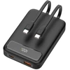 Išorinė baterija DELTACO, 10 000 mAh, 2 integruoti USB-C laidai, PD 20 W, juodas / PB-CC100 / 1903845