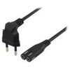 DELTACO kabelis, kampuotas CEE 7/16, tiesus IEC 60320 C7, 3m, juodas / DEL-109BF