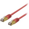 DELTACO S/FTP Cat6a tinklo kabelis, delta cert, LSZH, 1 m, raudonas