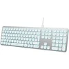 Klaviatūra Deltaco TB-904, viso dydžio (100 %), laidinis, USB, žirklinio mygtuko jungiklis, QWERTY, balta, sidabrinė