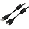 DELTACO USB 2.0 laidas, A tipas - A tipas - Ferrito Sherdys, 2m, Juodas / USB2-12FS