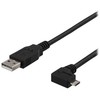 DELTACO USB-302D USB-A į Micro USB, pakreiptas į kairę, 2 m, juodas