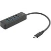 USB-C hub DELTACO, 5 Gbps, 4x USB-A, slim, juodas / USBC-HUB202 / 1902427