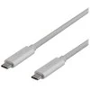 USB-C kabelis DELTACO 1m, SuperSpeed , pintas, USB 3.1 Gen 2, 10 Gbps, 100W, sidabrinė / USBC-1417M