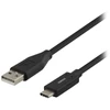 DELTACO USB 2.0 kabelis, Type C - Type A vyriškas, 0.5m, juodas / USBC-1003M