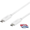 Deltaco USBC-1407M 1m 10Gbps 5A 100W Baltas (Baltas) USB-C Laidas