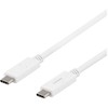 DELTACO USB-C - USB-C laidas, 5Gbit/s, 5A, 1M, baltas