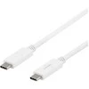 DELTACO USB-C - USB-C laidas, 5Gbit/s, 5A, 1M, baltas