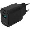 USB sieninis įkroviklis DELTACO, 1x USB-A 18 W, 1x USB-C PD 20 W, juodas/ USBC-AC153 / 1903152