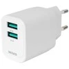 USB sieninis įkroviklis DELTACO, 2x USB-A, 12 W prievadai, maks. bendra galia 12 W, baltas / USB-AC200 / 1903265