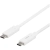 USB-C į USB-C laidas 10 Gbit/s 0,5m, 60W, 3A DELTACO baltas / USBC-1126M