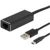 Eterneto adapteris DELTACO transliavimo įrenginiams, 1 m, 100 Mbps, USB-A + USB-C, juodas / USBC-CAST-ETH / 1903162