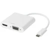 DELTACO USB-C Adapteris, HDMI / VGA / Audio / USB-C, 100W USB-C PD 3.0, baltas/ USBC-HDMI16