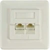Neapsaugotas sieninis lizdas, skirtas montuoti į prietaiso korpusą, 2xRJ45, Krone terminalas, UTP, Cat6 DELTACO balta / VR-127