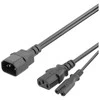 Y-Splitter maitinimo laidas nuo C14 iki C13 + C7, 0,5 DELTACO juodas / DEL-109YA