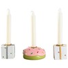 Lumarko Det Gamle Apotek Candle holder for candles dia. 1,2cm, h 3cm, 3pcs/craft, baltas/pink, danenbrog (99924118)