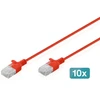 Digitus Patchcord Slim Cat.6 U/UTP LSZH 1m raudona 10 vnt. (DK-1618-010S-R-10)