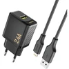 Dudao A23LEU adapteris 12 W 1xUSB-A (pridedamas 1 m USB-A į Lightning kabelis) Juodas