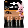 Duracell Plus 100, Vienkartinės baterijos, AA, Šarminės, 1,5 V, 4 vnt., Daugiaspalvės
