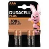 Duracell Plus, Vienkartinės baterijos, AAA, Šarminės, 1,5 V, 4 vnt., Juoda, Auksinė
