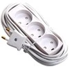 Mercodan E-LINE plastikinis ilgintuvas, 3 krypčių, C tipo (EU) lizdas, baltas