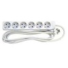 E-Line Schuko lizdas 6 vietų - 1,5 m. 3G1,5mm² H05VV-F 230V - Balta