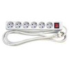 Mercodan E-Line Schuko lizdas, 6 kontaktų, su jungikliu ir lempute. 3 m. 3G1,5mm² H05VV-F 230V 16A 3680W