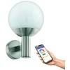 EGLO - Nisia-Z lauko sieninis šviestuvas iš nerūdijančio plieno ir baltas - RGB + TW - Zigbee, Bluetooth