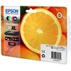 Epson Apelsinų daugiapakis 5 spalvų 33XL „Claria Premium“ rašalas, didelės (XL) išeigos, juoda, nuotraukų juoda, žydra, rausvai raudona, geltona, pigmentinis rašalas, dažų pagrindo rašalas, 12,2 ml, 8,9 ml
