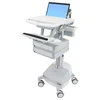 Ergotron StyleView, Multimedia cart, Aliuminio, Pilkas, Baltas, Aliuminio, Plastic, Zinc steel, Nešiojamas kompiuteris, 10 kg, 43.9 cm (17.3")