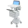 Ergotron StyleView, Multimedia cart, Aliuminio, Pilkas, Baltas, Aliuminio, Plastic, Zinc steel, Nešiojamas kompiuteris, 9.1kg, 43.9 cm (17.3")