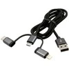 Exsys USB 3-in-1 įkrovos kabelis „Lightning“/C/Micr“, juodas, su apsauginiu sluoksniu nailono, 1 m