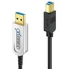 FiberX FX-I645-020, 20 m, USB B, USB A, USB 3.2 Gen 1 (3.1 Gen 1), 10 Gbit/s, Juoda, Sidabrinė