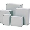 FIBOX sieninė spintelė ABS 201 x 163 x 98 mm pilka RAL7035 su pilku dangteliu IP65 be halogenų su plokščiu dangteliu spausdinimui ir etiketėms