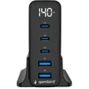 Įkroviklis Gembird GEMBIRD Szybka kroviklis USB GaN 5-portowa 3xUSB-C + 2x USB-A 140 W juoda
