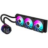 „GIGABYTE AORUS WATERFORCE X II 360 AIO“ skysčio aušintuvas procesoriui – 3x120 mm ARGB ventiliatoriai, spalvotas LCD ekranas, magnetinis blokavimo mechanizmas, DAISY-CHAIN, suderinamas su „Intel LGA 1851“ ir „AMD AM5“, universalus skysčio aušintuvas, 12 cm, juodas