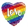 Globos Europe Bv Vaivorykštės širdelės formos balionas MEILĖ.