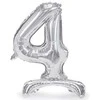 Party Deco Folinis balionas skaičius 4 sidabrinis pastatomas