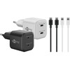 Goobay 35 W Twin Power rinkinys: 2x USB-C įkrovikliai, 2x USB-C kabeliai